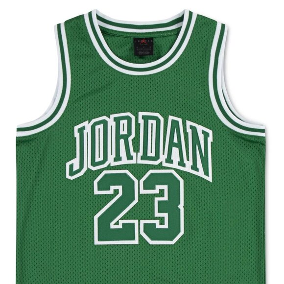 BNWT YOUTH KIDS NIKE AIR JORDAN 23 GREEN AND WHITE JERSEY US SIZE MEDIUM (M) - Picture 1 of 16